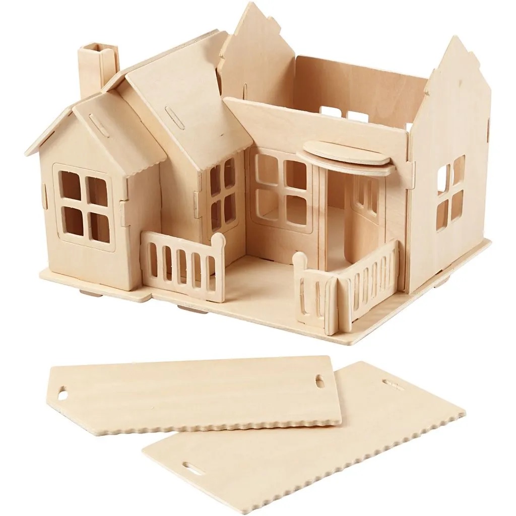 3D-Figuren zum Zusammensetzen, Haus mit Terrasse, Größe 19x17,5x15 , 1 Stk.
