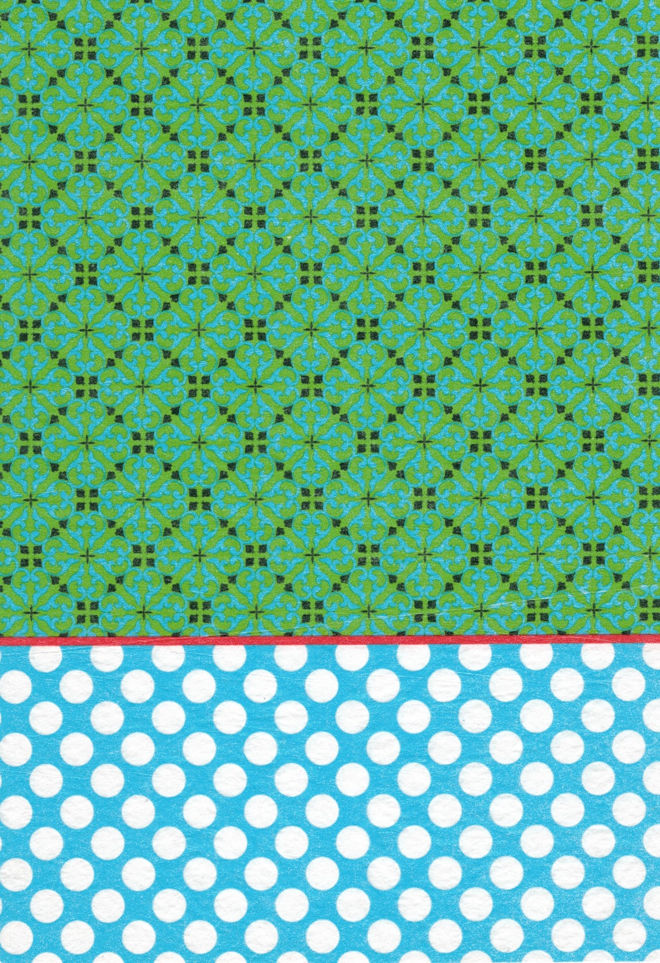 Découpage-Papier, 25x35 cm, 17 g, Blumen/Punkte grün-blau, 1 Blatt 