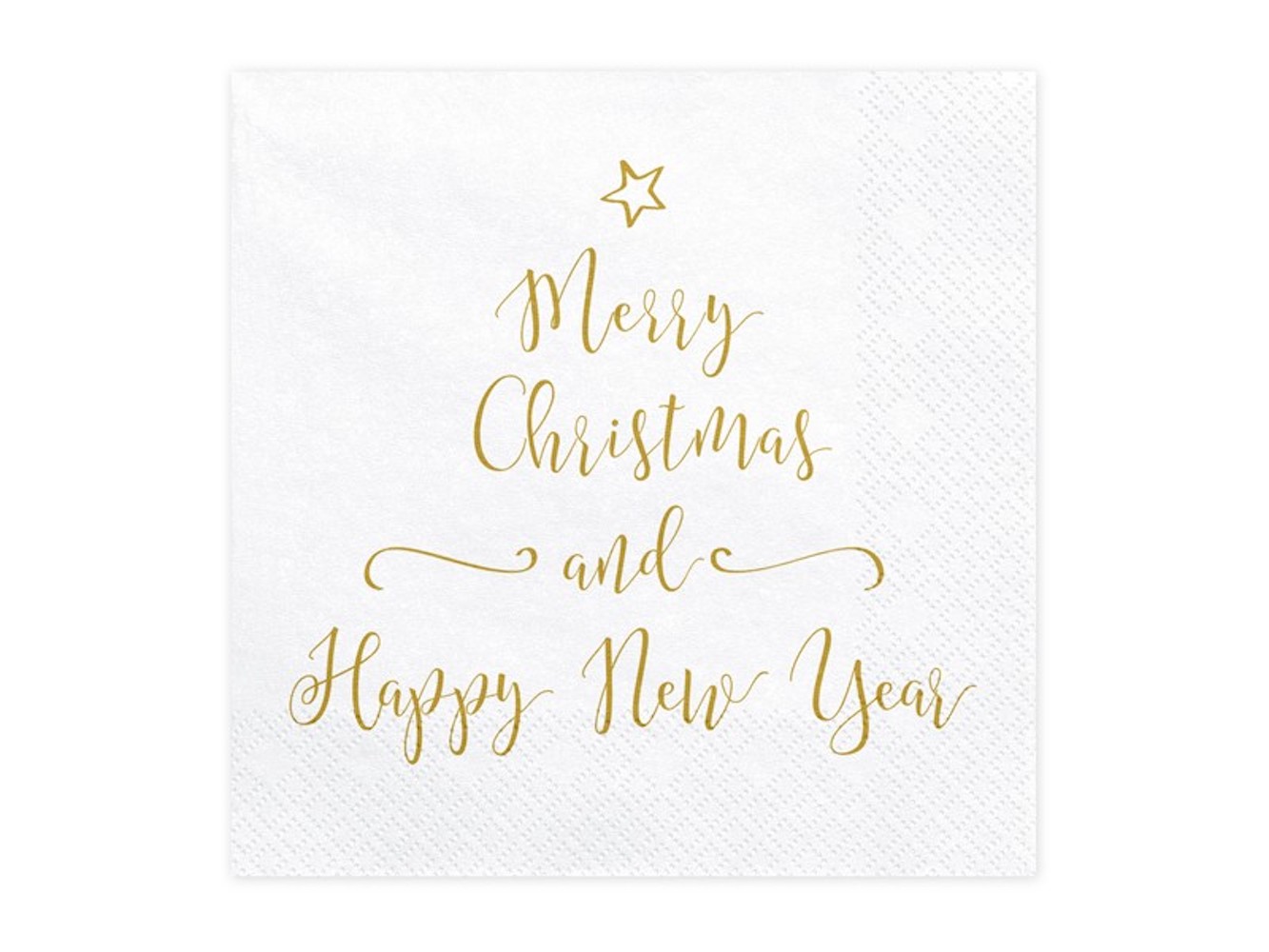 20 Servietten - Merry Christmas and Happy New Year weiß/gold - 33x33cm - 3-lagig