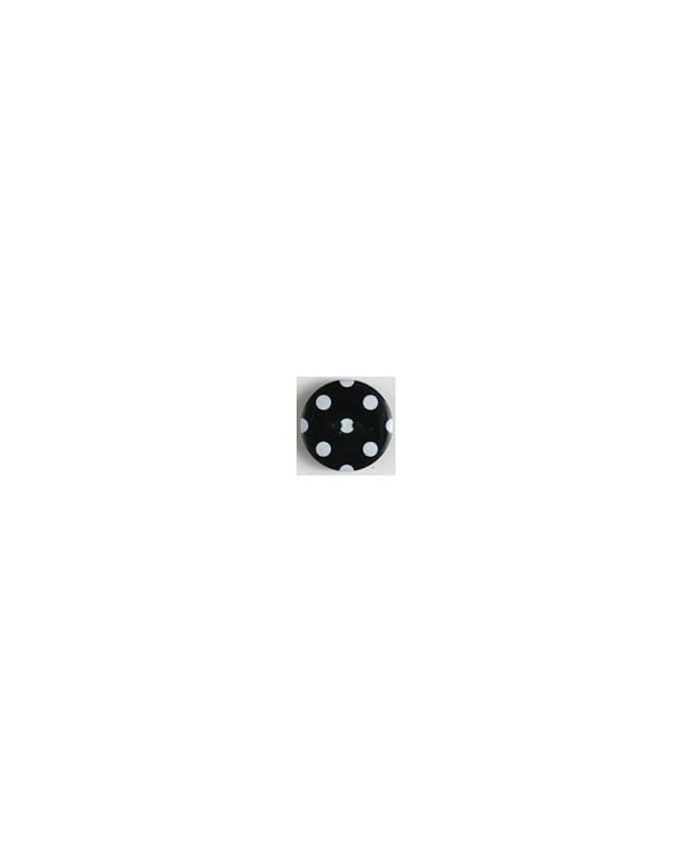 Polyamidknopf rund, mit schwarzen Pünktchen bedruckt, 2-Loch. 25 mm