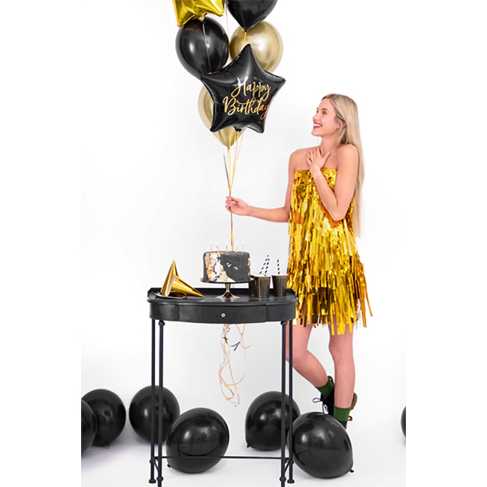Folienballon - Happy Birthday Star - Black, 40cm, 1 Stück