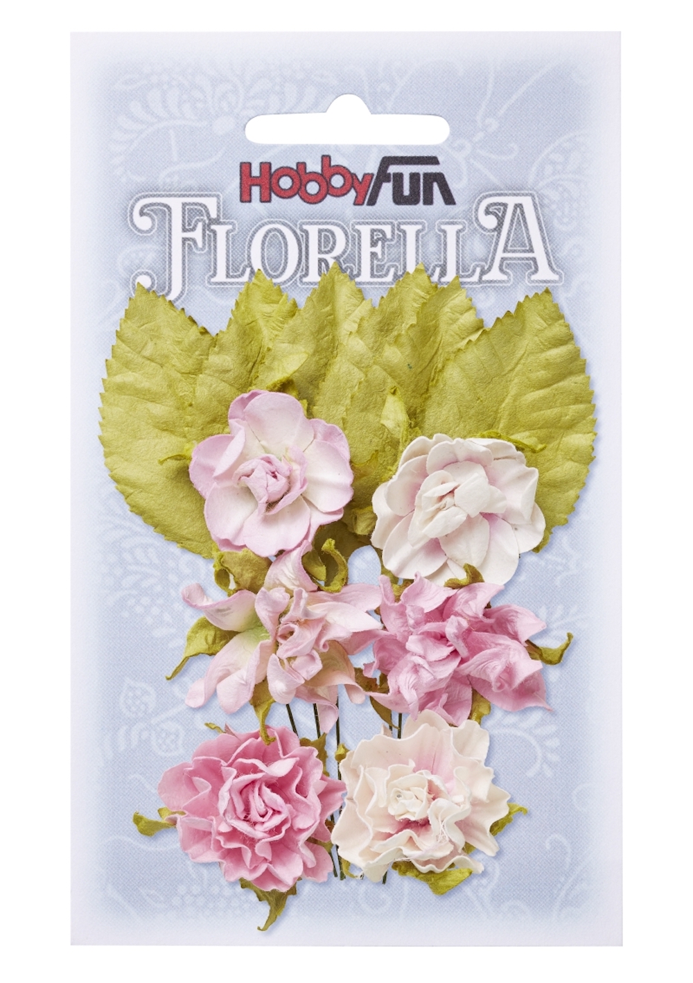 FLORELLA-Blüten & Blätter aus Maulbeer-Papier 3 cm, zart-rosa, Btl. à 6 St.