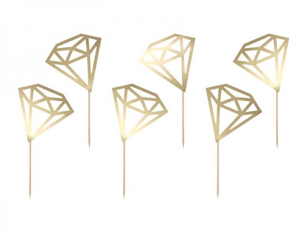 Goldene Cupcake Topper in Diamantenform - Diamond Collection 