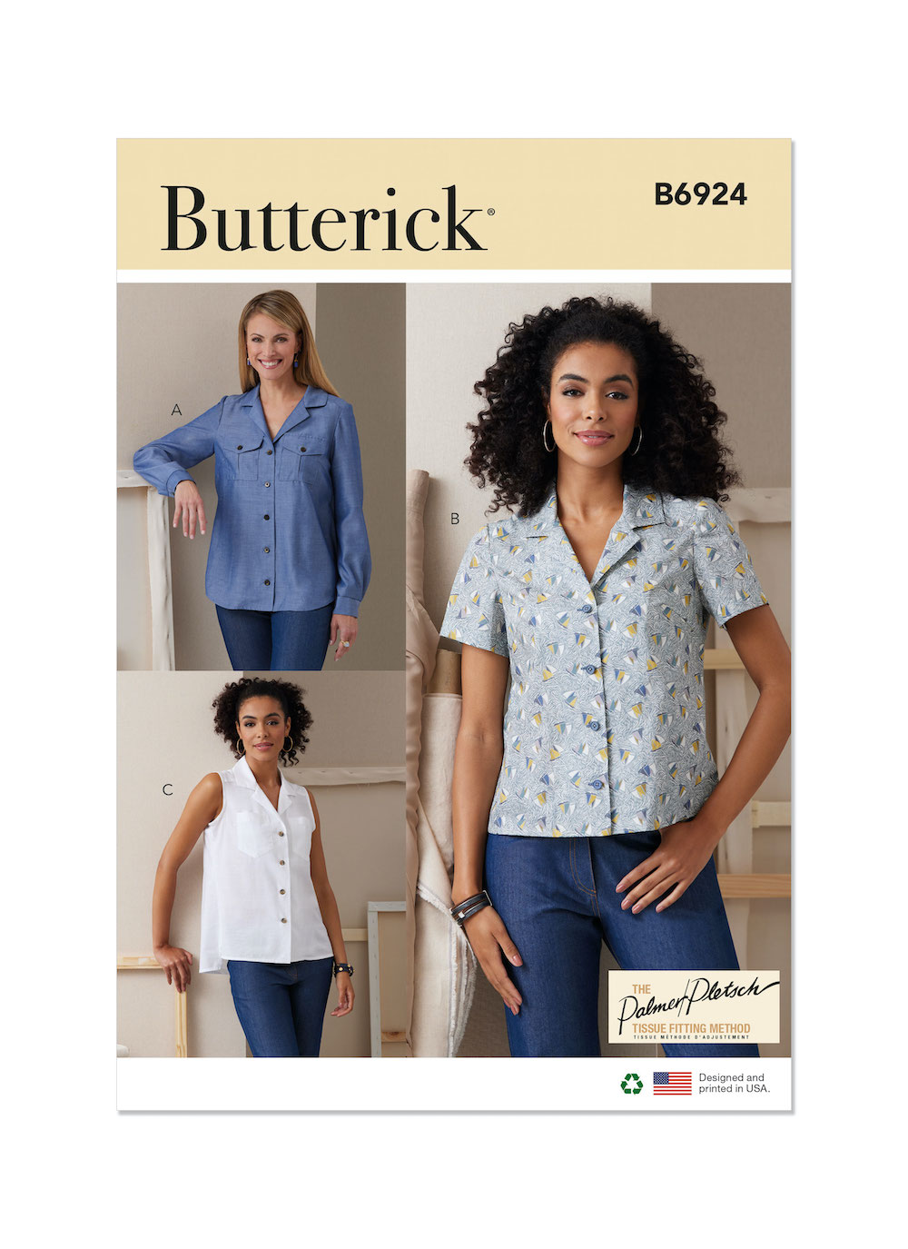 Butterick® Papierschnittmuster  verschiedene Blusenformen  Damen B6924
