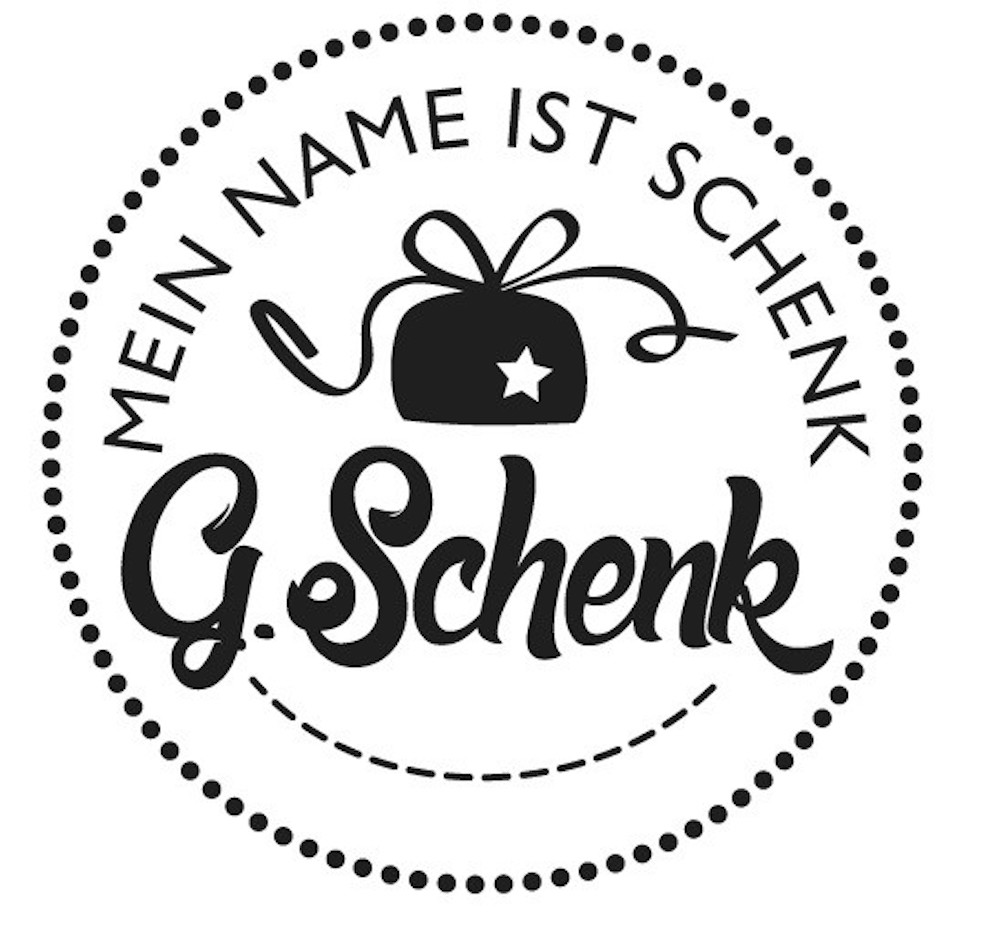 Mini-Holzstempel "Mein Name ist Schenk, Geschenk", 2cm ø