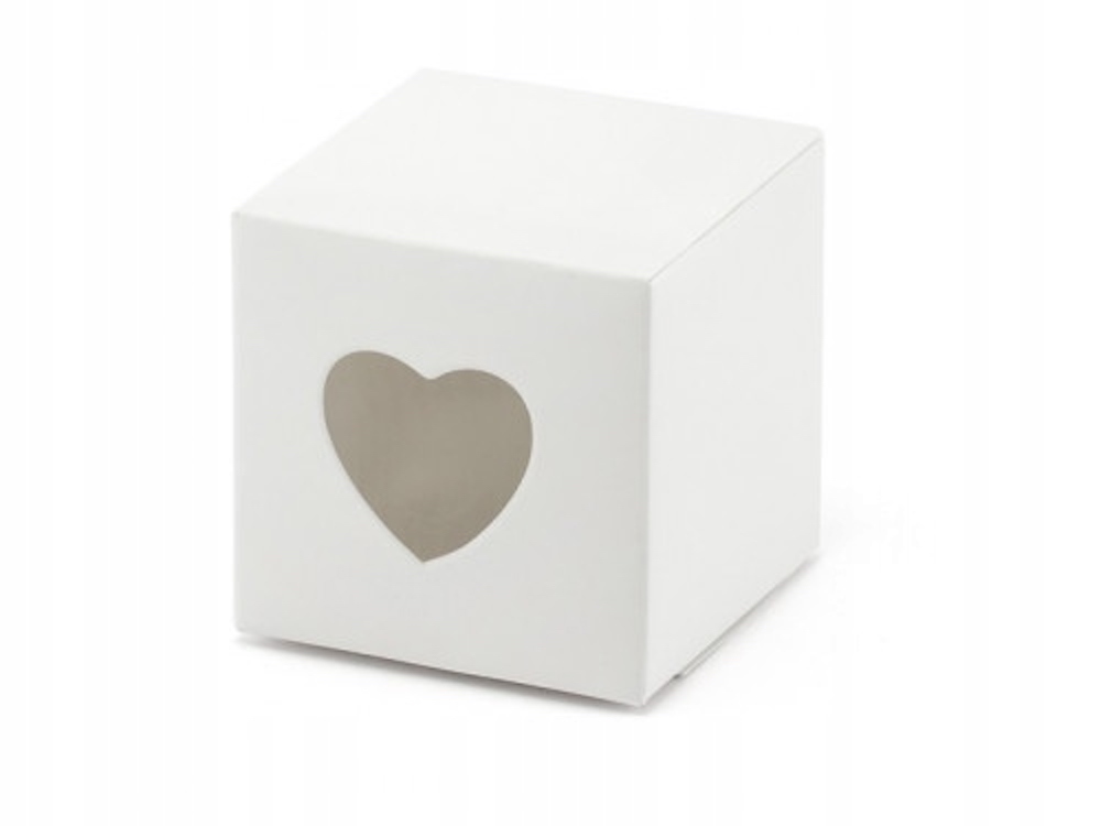 Schachteln mit Herz, weiß, 5x5x5cm, 10 Stück