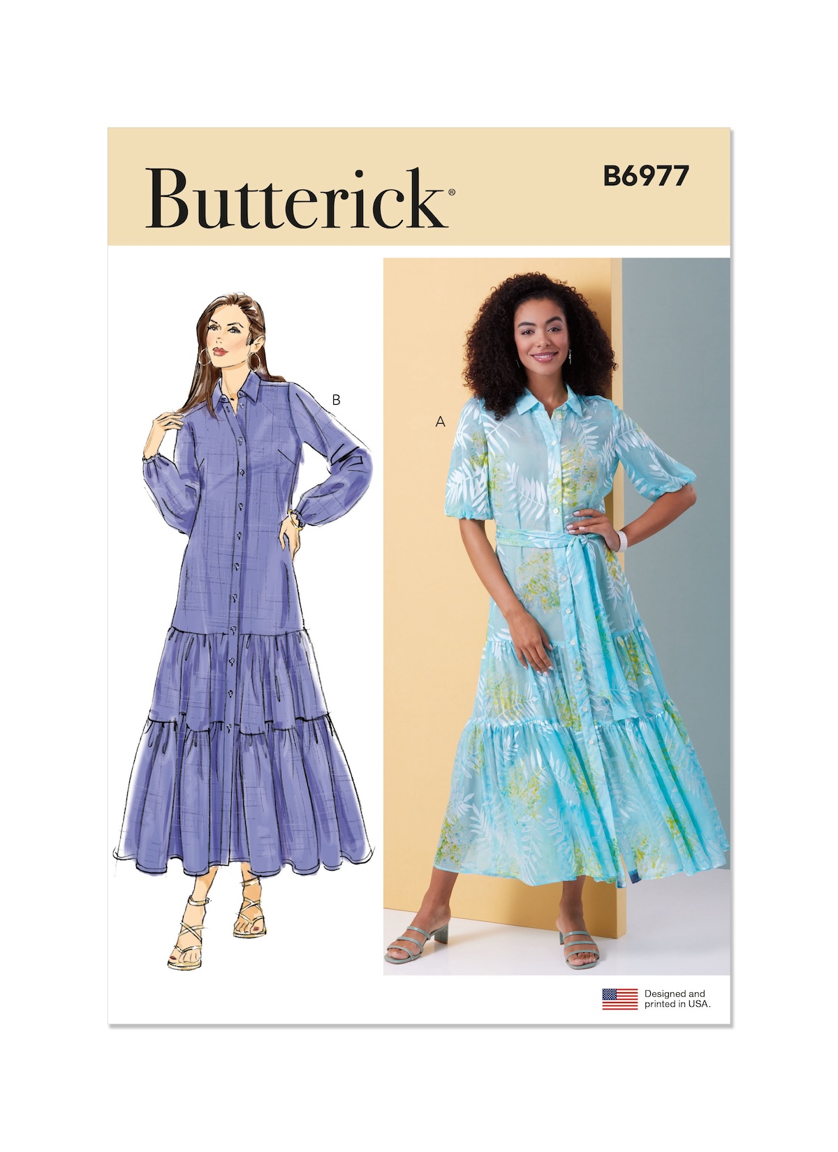 Butterick® Papierschnittmuster Damen - Kleid mit gestuftem Saum - B6977