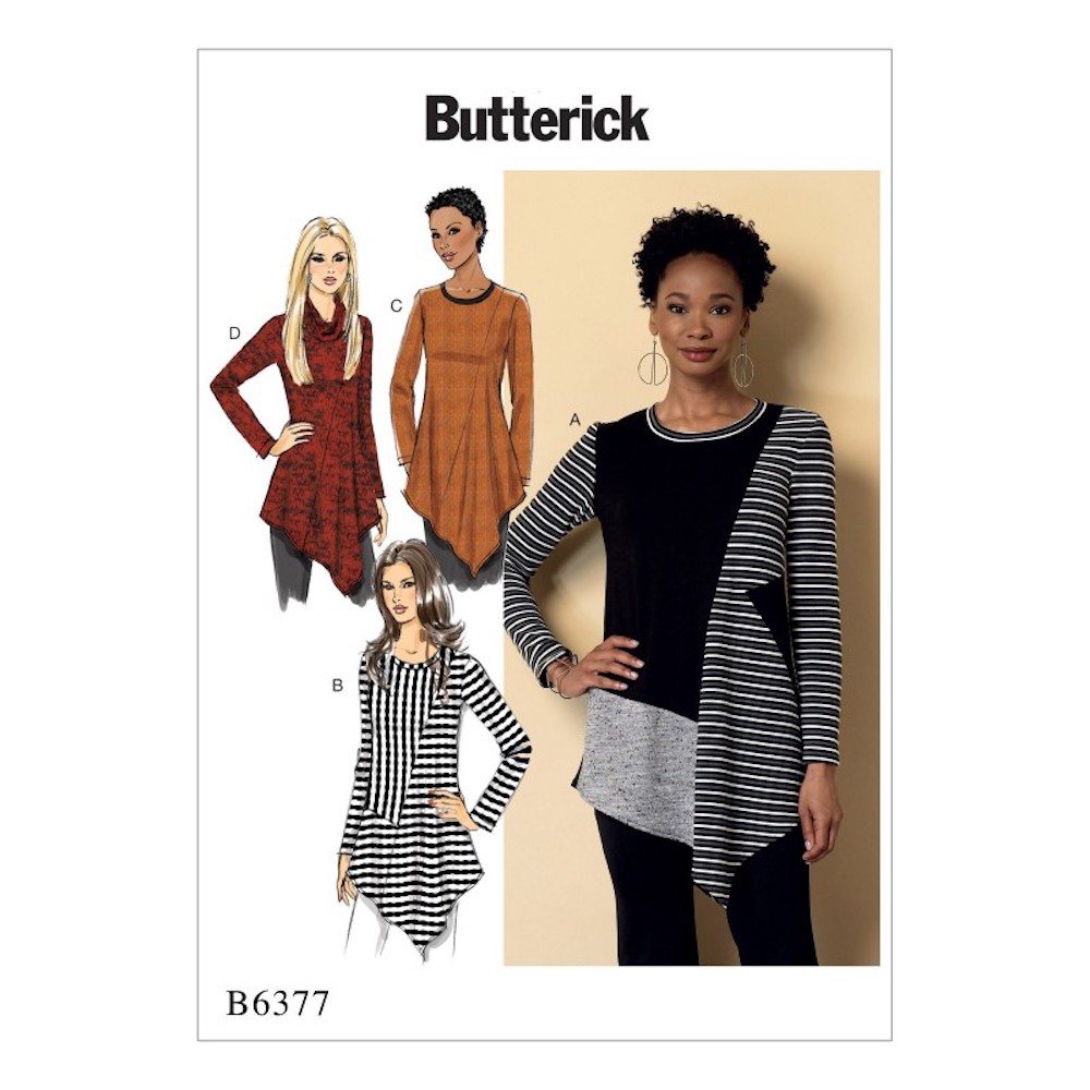 Butterick® Papierschnittmuster Zipfelshirt Damen B6377, Größe A5