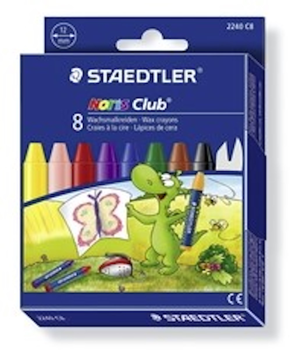 STAEDTLER® Wachsmalkreide Noris Club®, rund, sortiert, Kartonetui, 8 Farben