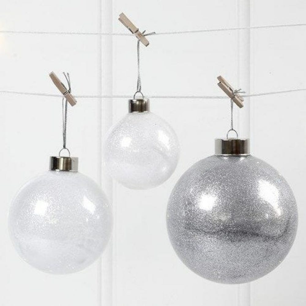 Weihnachtskugel  Glaskugeln mit silberner Aufhängung, transparent zum Füllen